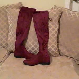 Over The Knee Boots, Wine color or Burgundy color